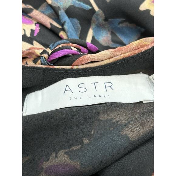 Astr The Label Womens Gaia Maxi Slip Dress Floral Satin Black Front Slit Size M‎ - Picture 13 of 14